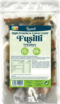 Produktbild von Locawo High Protein Low Carb Fusilli Tricolore | Spirelli | Pasta | Nudeln 200g