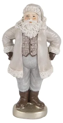 Produktbild von Clayre & Eef Weihnachtsdekorationsfigur Weihnachtsmann 8x6x15 cm Grau Kunststoff