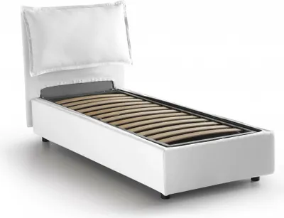 Produktbild von Einzelbett Dmosco, Containerbett mit Stoffbespannung, 100%  Italy, Frontöffnung, passend für Matratze 80x190 cm, Weiß