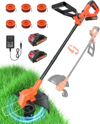 Produktbild von Akku Rasentrimmer mit 2 X 2.0Ah Akkus, 30CM 2-IN-1 Rasenkantenschneider, Freischneider mit Automatik Fadennachführung und Ladegerätn, 6 Fadenspulen