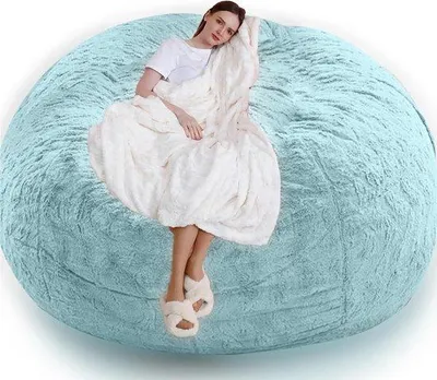 Productafbeelding van Zitzak, beanbag, extra grote zitzak, zacht, comfortabel, zitzak, stoelhoes voor volwassenen (zonder vulling), wasbaar, 180 x 90 cm, zwart (6 ft), 150 x 75