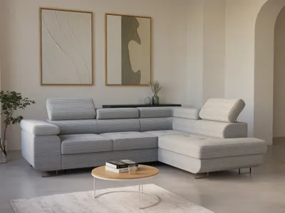 Produktbild von LetSit Ecksofa William L Poso Rechts Freistehendes Loungesofa Bequemes Ecksofa mit Schlaffunktion Schmutzabweisend Für Wohnzimmer Schlafzimmer Hellgrau