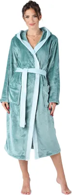 Produktbild von Bellivalini Damen Bademantel lang mit Kapuze und Gürtel BLV50-168 (Seegrün/Mint, XXL)