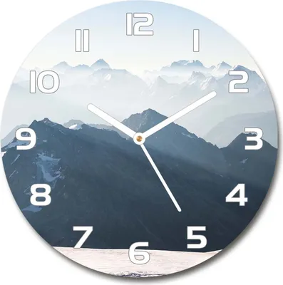 Produktbild von Wanduhr aus Glas 30fi Glasbild Glasuhr Gehärtetes Glas - weisse-zeiger - Mountain peaks