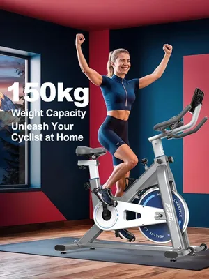 Produktbild von Heimtrainer Fahrrad - Ergometer - Display - Verstellbarer Widerstand - Bluetooth - Nicht klappbar - Schwarz