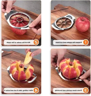 Immagine prodotto di Tagliafrutta in acciaio inossidabile, utensile da cucina universale, taglia la frutta in 8 pezzi, facile da pulire.