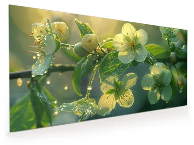 Produktbild von Küchenrückwand Spritzschutz Glas mit Motiv Blühende Knospen 40 x 40 cm