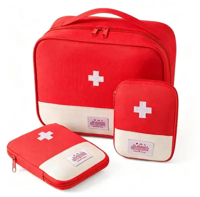 Produktbild von Leere Erste Hilfe Tasche Klein Tragbar 3 Stück Rot 15x10.5x2cm Oxford-Material