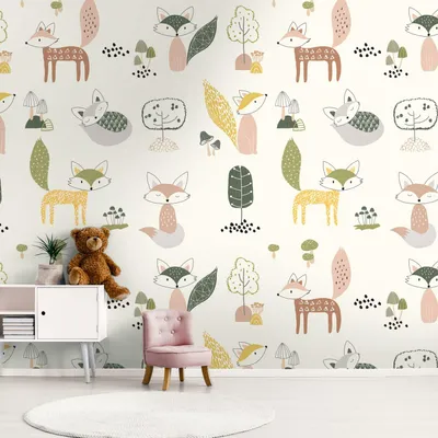 Productafbeelding van Profhome 391891-GU Fotobehang kinderbehang mat crème groen 1,59 m x 2,8 m