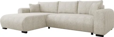 Produktbild von MIRJAN24 Ecksofa Merkos, Wohnzimmer L-Form mit Bettkasten und Schlaffunktion, Holzkonstruktion, Seite universal (Farbe: Coral 65)
