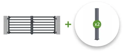 Produktbild von Flügeltor 3m ANTELAO H.110cm + 2 Pfosten H.166cm aluminium grau