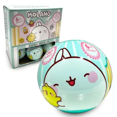 Produktbild von 1 x Molang Kapsel 90mm mit Plüsch 7,5cm, Überraschungsfigur z.B. Molang, Küken Piu Piu, Biene oder Marienkäfer