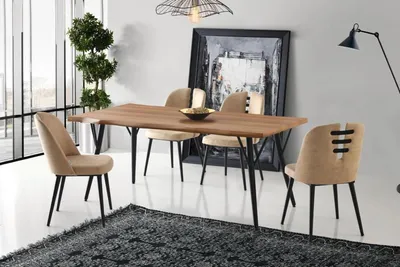 Produktbild von Komplette Esszimmer Tisch Essecke Esstisch Stühle 5tlg Braun Holztisch