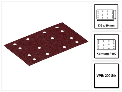Productafbeelding van Festool STF 80x133 RU2/50 schuurband Rubin 2 P100 80 x 133 mm 200 stuks ( 4x 499049 ) voor schuurschijf RTS 400, RTSC 400, RS 400, RS 4, LS 130