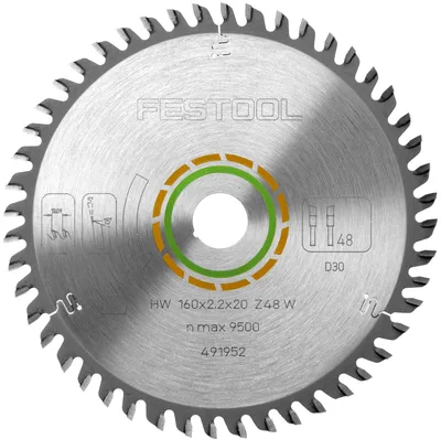 Zdjęcie produktu dla Festool tarcza pilarska z drobnymi zębami HW 160 x 20 x 2,2 mm W48 160 mm 48 zębów ( 491952 )