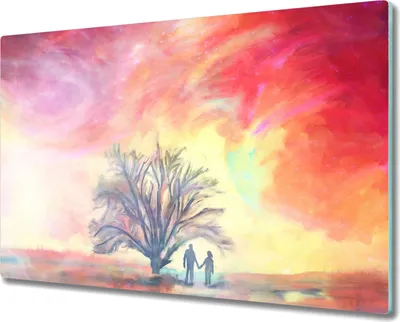 Produktbild von Coloray Kochplattenabdeckung Herdabdeckplatte 80x52 cm Hackbrett Schneidebrett Küchenbrett - Kunst Paar Malerei