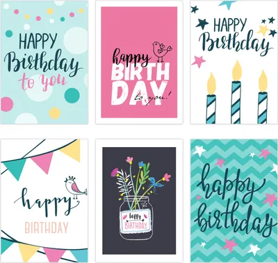 Produktbild von Friendly Fox Geburtstagskarten Klappkarten, 6 Glückwunschkarten zum Geburtstag DIN A6 Faltkarten mit Umschlag, Happy Birthday Karten (S1)