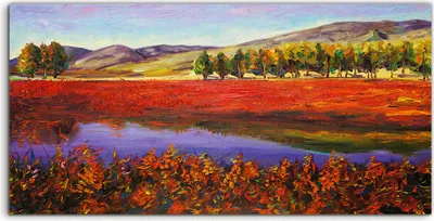 Produktbild von Coloray - Glasbild - 100x50 cm - Wandbild - Glasbilder - Deko Baum Aquarell Wasser Gras Berg