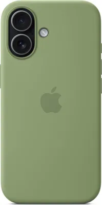 A green iPhone case with the Apple logo.