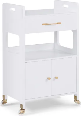 Produktbild von M MCombo Servierwagen mit Rollen & Schubladen, Rollwagen Friseurwagen Weiß, Salon Trolley, Arbeitswagen für Bad Wohnzimmer 35x48x80, 5cm, 0055