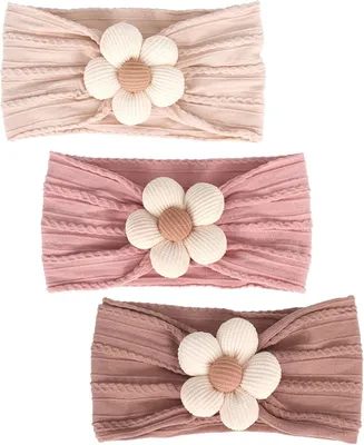 Productafbeelding van 3 zachte nylon bloemenhoofdbanden, babyaccessoires voor pasgeborenen en peuters