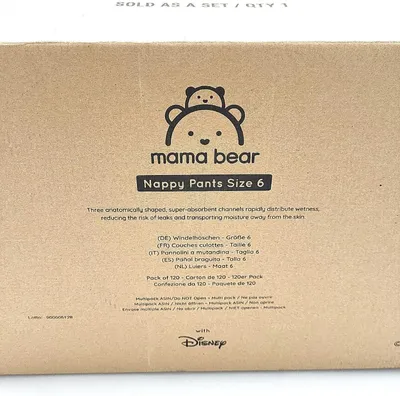 Immagine prodotto di Marca Amazon Mama Bear Disney Pannolini Taglia 6 15+ kg Bianco 120 pezzi 2 set di