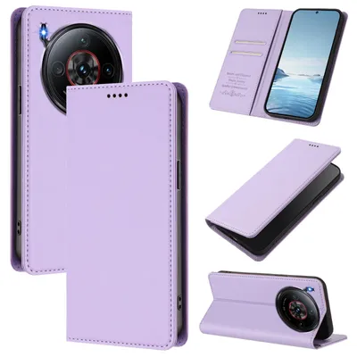 Obrázek produktu pro Kožené pouzdro pro ZTE nubia Z60S Pro, magnetické flipové pouzdro zPolyuretankůže se stojánkem Světle fialová