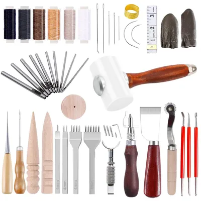 Produktbild von Omgoods – Werkzeugset für Lederarbeiten – Handwerkzeuge für die Lederverarbeitung, ideal für DIY-Projekte