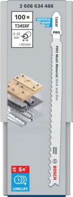 Immagine prodotto di Bosch PRO T345XF Lama per seghetto alternativo, 132 mm, 100