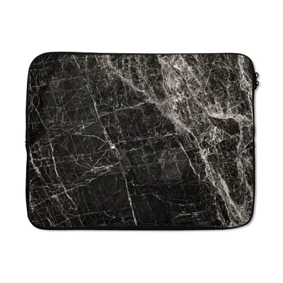 Produktbild von MuchoWow® Laptop Hülle 17 Zoll Laptoptasche Steine - Marmor - Schwarz - Weiß - Zipper - Schutzabdeckung