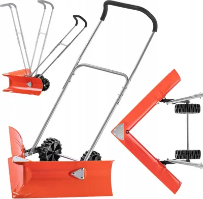 Produktbild von KADAX Manueller Schneeschieber mit Rädern, Schneeräumer mit sicherem Griff, Schneeschaufel (77x21cm)