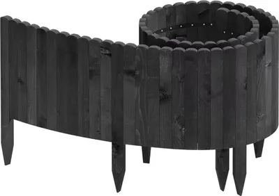 Produktbild von Happiq Flexible Holzrasenkante – Gartenbord 203x45x1,4 cm – Rasenkante für Beete, Wege & Außendekoration – Schwarz