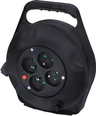 Obrázek produktu pro Solight Černý prodlužovací kabel na bubnu 10m, 4 zásuvky, 230V, 1.5mm2 PB21