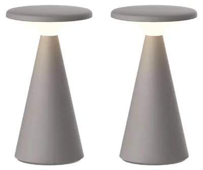 Productafbeelding van Luxus Europe - Tafellamp Zakynthos - Set van 2 Taupe - Draadloze Tafellamp Buiten - Oplaadbaar