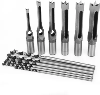 Produktbild von 6Pcs SquaRe Loch Säge Bohrer Bohrer Mortising Meißel Holzbearbeitung Werkzeug