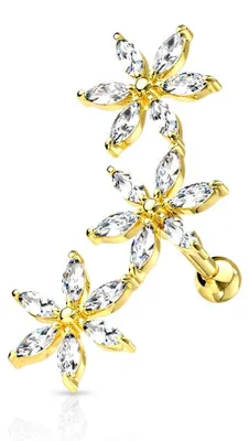 Produktbild von Helix Piercing Barbell Blumen Gold/Klar