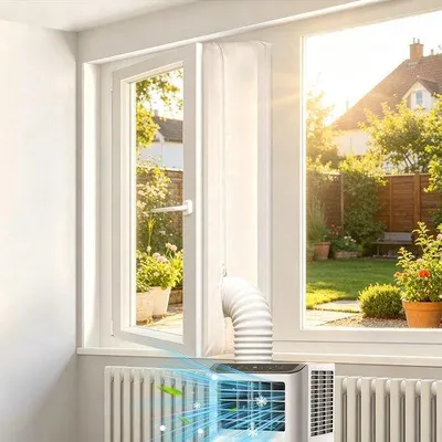 Productafbeelding van 400 cm airconditioning raamafdichting, wasdroger, afvoerdroger, Hot Air Stop voor bevestiging aan ramen, voor mobiele airconditioners, dakramen, vleugelramen, schuiframen, kantelramen