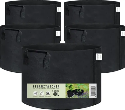 Produktbild von CINNEA Pflanztasche 40L aus Filz-Stoff, 5 Stück, Pflanzsack