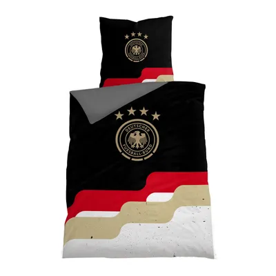 Produktbild von Offizielles DFB Bettwäsche Set 2-teilig, 100% Baumwolle, 80x80 135x200 cm - Fußball WM Bettwäsche zur Weltmeisterschaft 2026