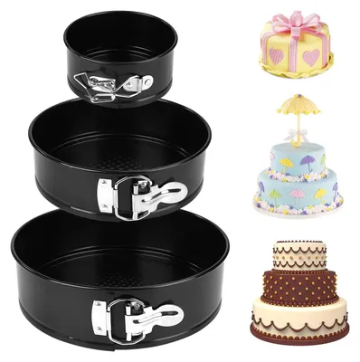 Springform-Set 3-teilig, Antihaft, rund, 10,2/18/22 cm, schwarz