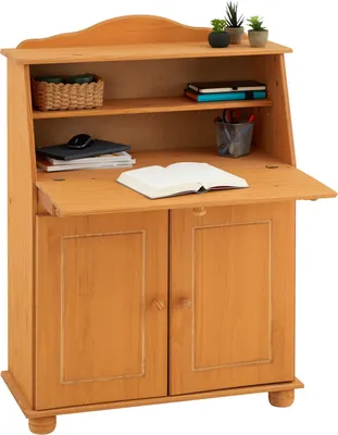 Produktbild von Sekretär Schreibtisch Landhausstil Kommode Klappensekretär Schreibkommode DAVID COLMAR gebeizt/gewachst