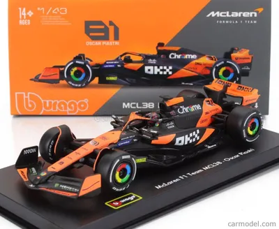 Imagen del producto de Accesorios para maquetas: Bburago F1 McLaren MCL38, número 81, modelo de 2024