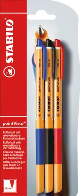 Produktbild von Tintenroller - STABILO pointVisco - 3er Pack - blau, schwarz, rot