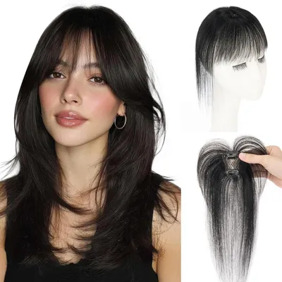 Immagine prodotto di Frangia clip-on in capelli veri, sottile, 10 grammi, colore nero