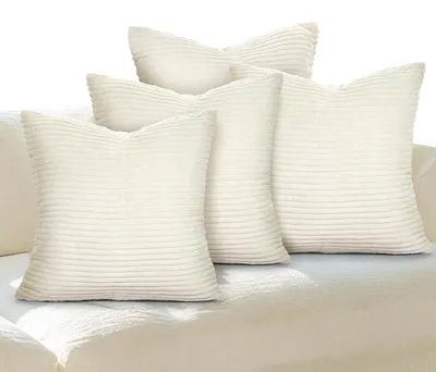 4 Kissenbezüge 40x40 cm, Polyester, Beige, mit Reißverschluss
