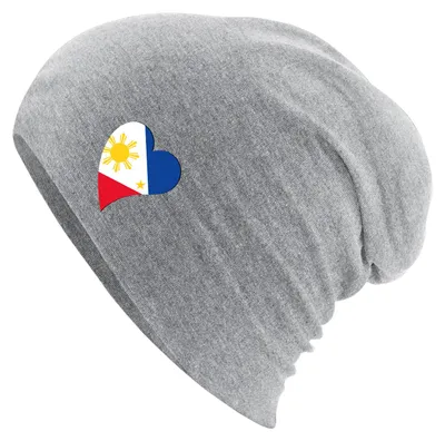 Produktbild von Huuraa Beanie Philippinen Flagge Herz Heather Grey One Size Baumwolle und Elasthan Mütze Geschenkidee