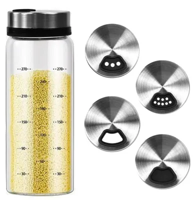 Imagen del producto de Vasos de vidrio de borosilicato con tapa de rosca, de 300 ml