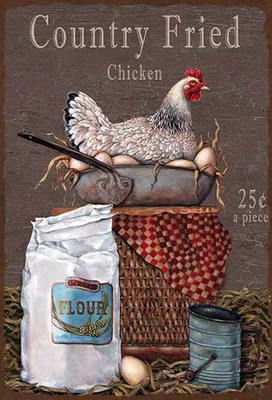 Produktbild von vianmo Holzschild 30x20 cm Huhn country Fried Chicken Dekoration