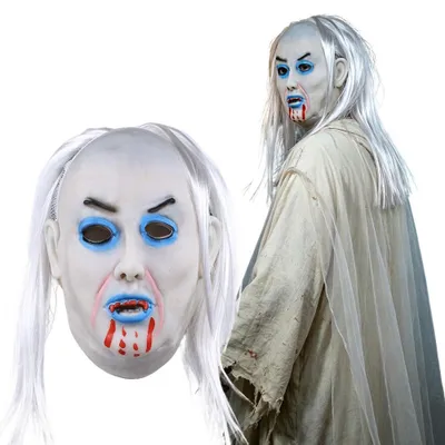Produktbild von Halloween Maske ZesGlyxyr gruselig mit Haaren für Erwachsene, Horror Cosplay