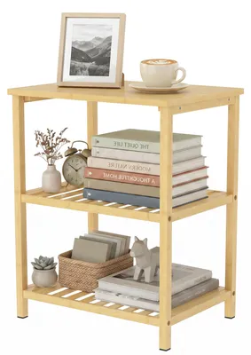 Productafbeelding van HOMCOM bijzettafel, salontafel met 3 niveaus van bamboe, 40,6 x 30 x 50,5 cm